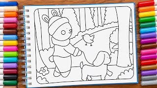 Cute Rabbit Coloring Time-Lapse Easy Coloring for Children