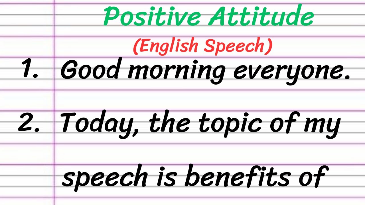 positive attitude speech in english