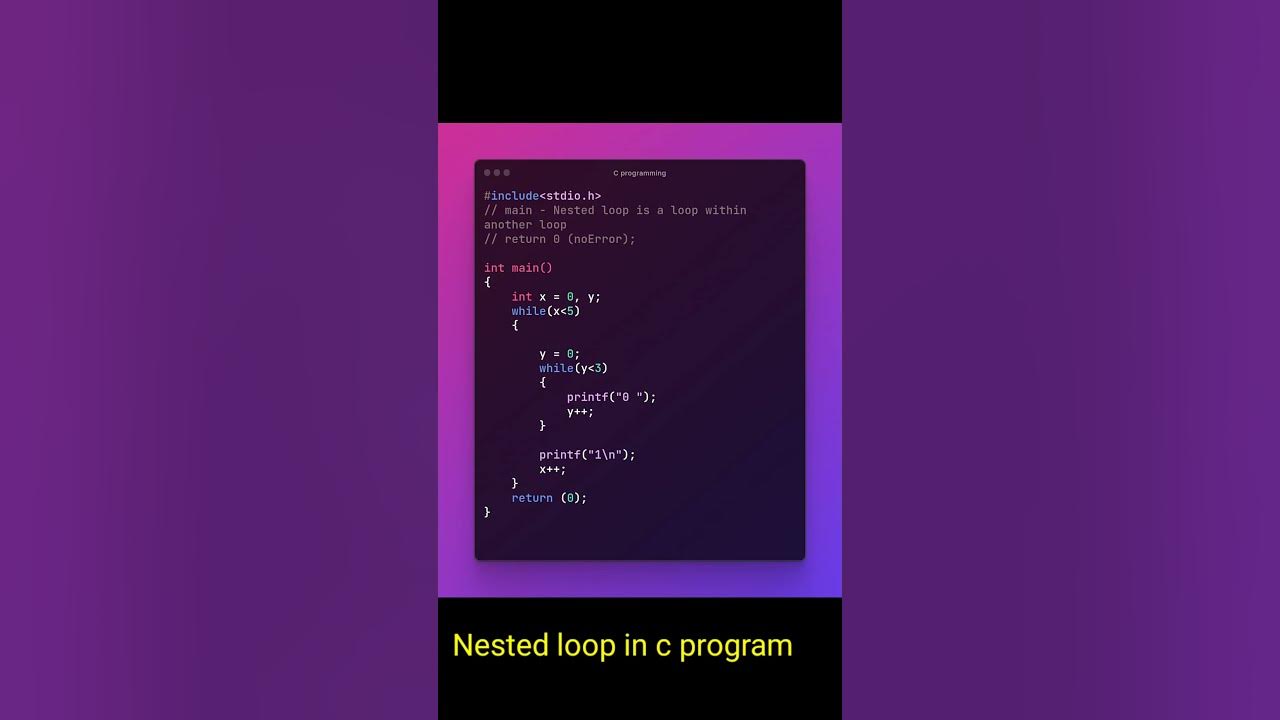 Nested loop in c program #shots #coding - YouTube