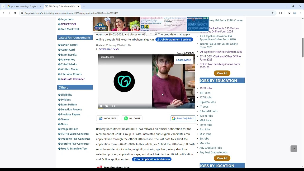 FreeJobAlert Com   Free job alerts Government, Bank Jobs and All   Google Chrome 2026 01 30 20 04 19