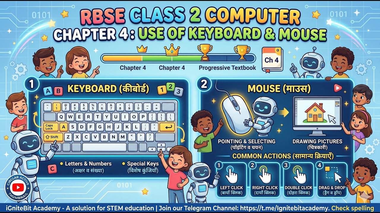RBSE Class 2 Computer Chapter 4 Use of Keyboard & Mouse (की-बोर्ड व ...
