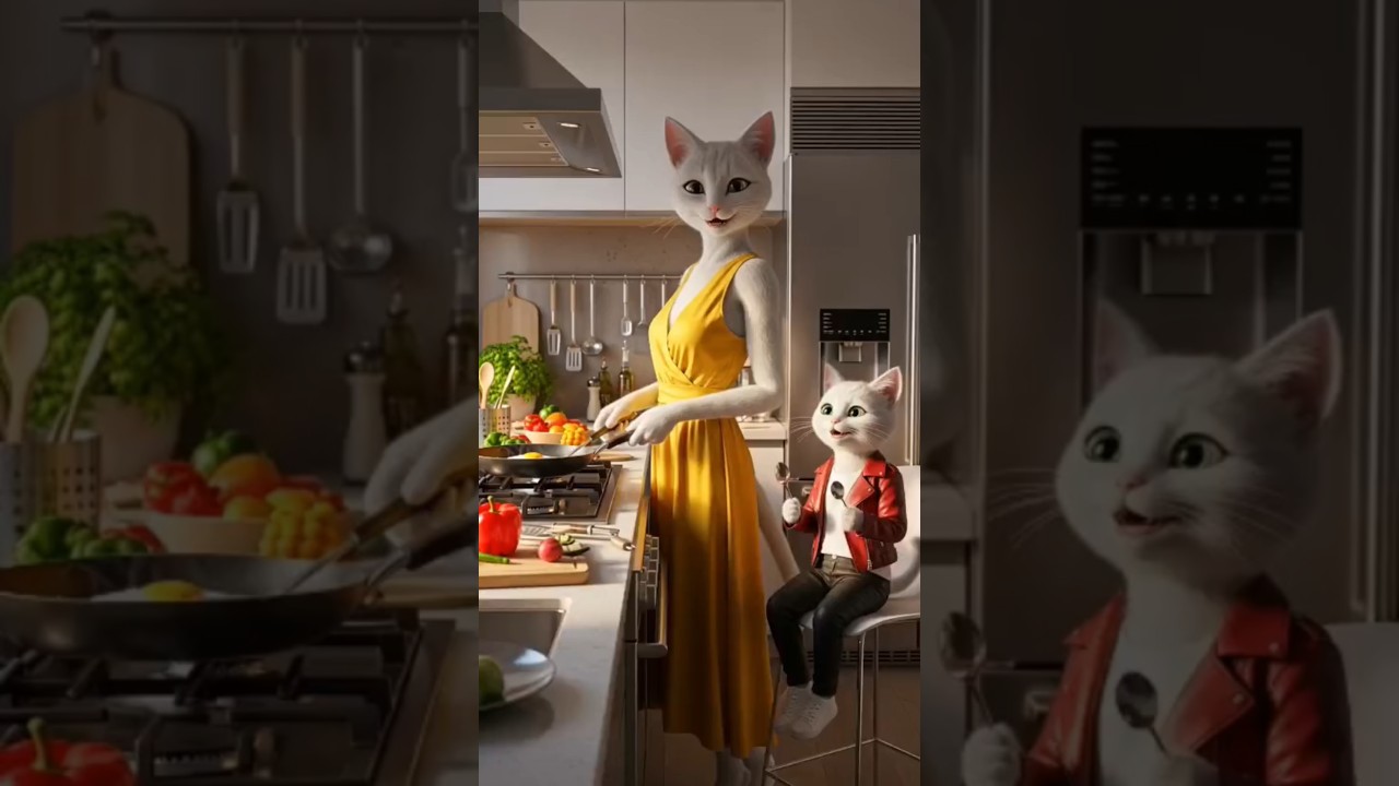 MamaCat and Kitten Cats Fun Cooking Adventure Baking Cakes Cooking and Joyful Like Subscribe Moments