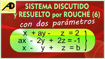 Sistema DISCUTIDO y RESUELTO con DOS parámetros ROUCHÉ-FROBENIUS (6) Academia DIEGO
