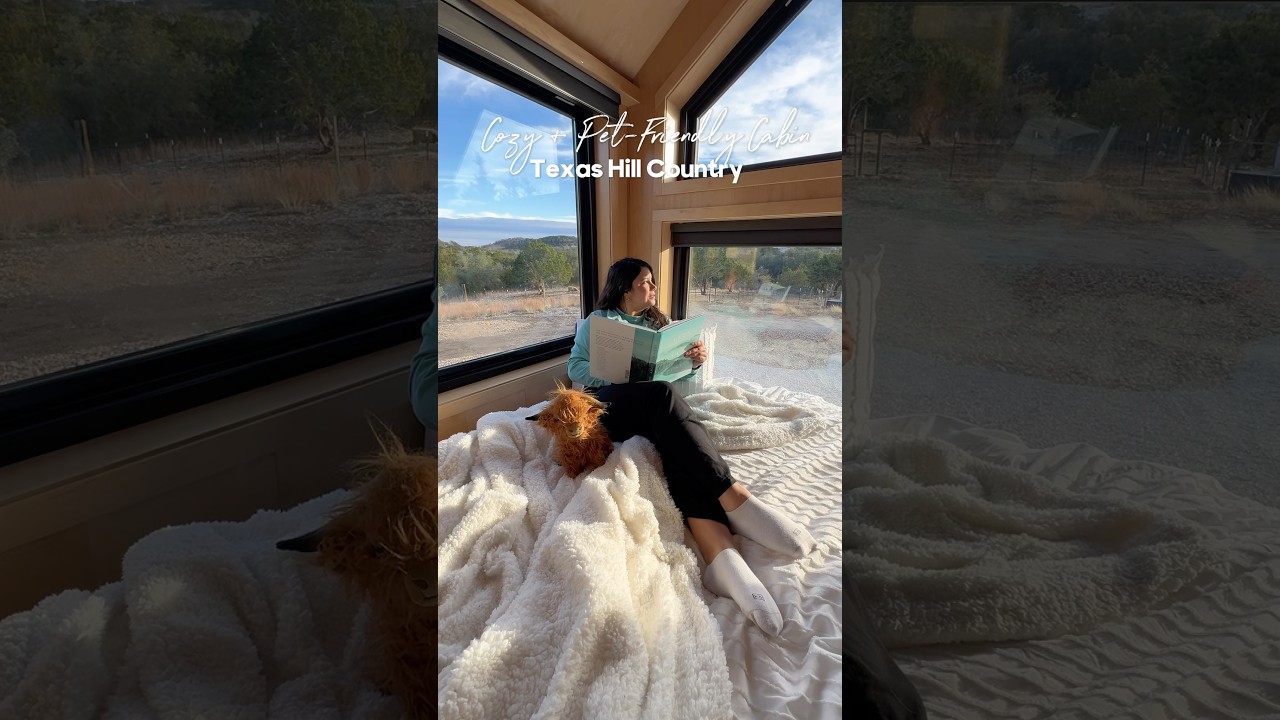 Stay in a cozy & pet-friendly cabin in Fredericksburg! ✨📍 #FredericksburgTexas #texashillcountry