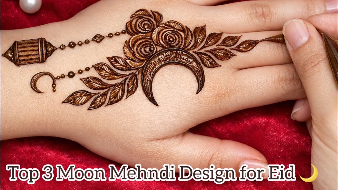 Top 3 Moon Mehndi Design For Ramadan Eid|| Easy Chand Mehndi Design|| Moon Henna Design 