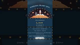 Editable Space Birthday Invitation | Space Party Canva Template