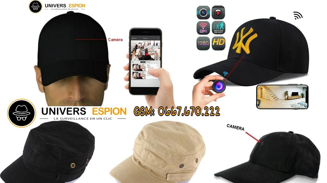 Casquette avec Mini Camera Espion HD- قبعة تحتوي على كاميرا عالية الجودة -  YouTube