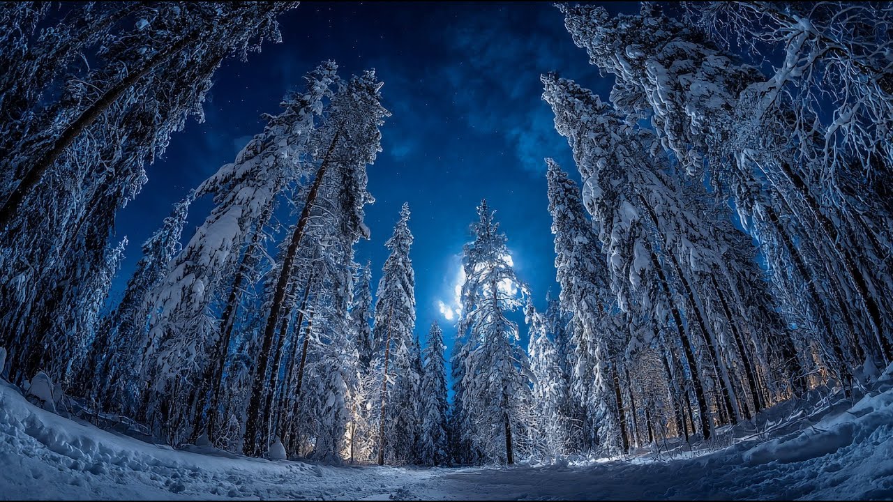 Winter Forest Sleep Music 🦉 Deep Ambient Sounds | Moonlit Pine Trees for Rest