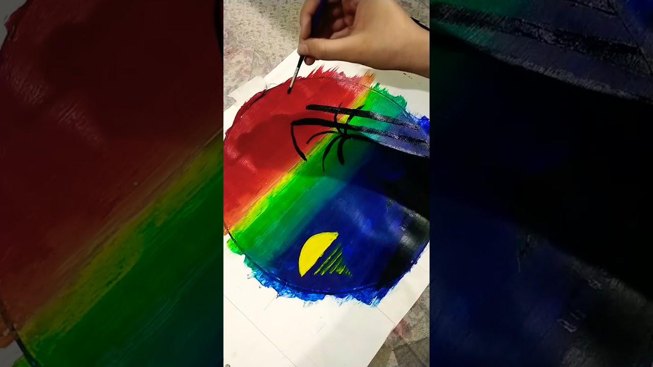 Rainbow 🌈 circle ⭕ painting 🎨 Acrylic colours ❤️