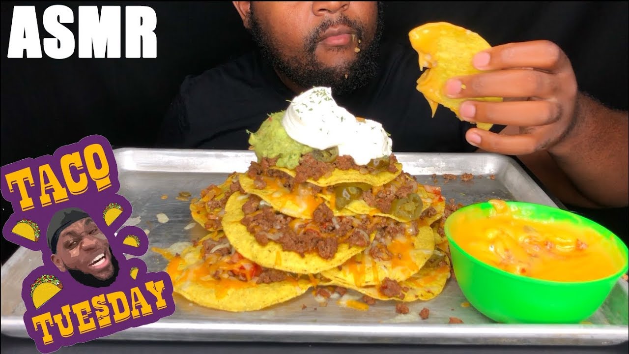 ASMR MASSIVE TACO TOWER MUKBANG ( NO TALKING) *BIG BITES*