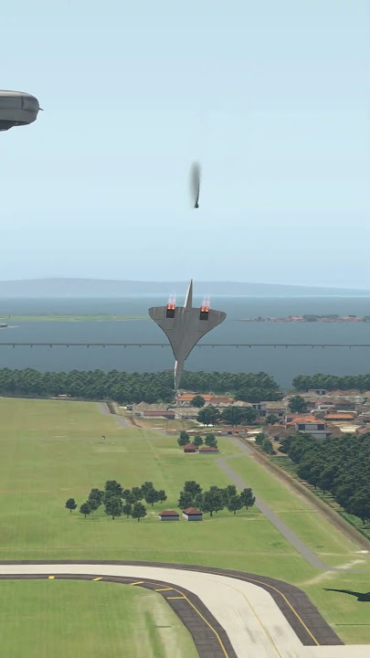 Concorde dropping bombs from behind, simulation