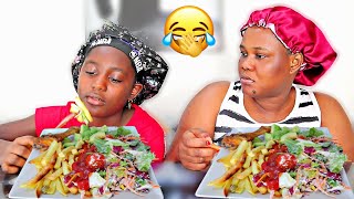 Ignoring My Mom Throughout The Entire Video Mukprank | Fries with Salad + Chicken Mukbang