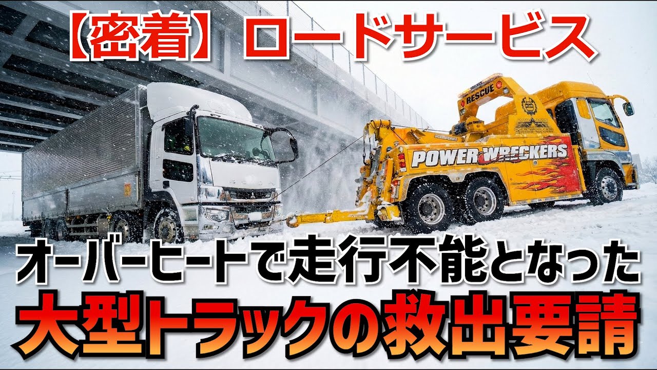 【密着】ロードサービス　オーバーヒートで走行不能となった大型トラックの救出要請