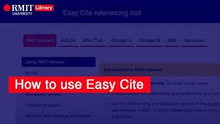 How to use the Easy Cite referencing tool - 2022