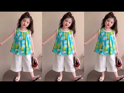 Korean style baby girl top with palazzo pants cutting and stitching| Summer baby girl dress design