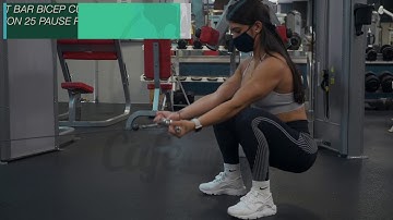 Cable Straight Bar Bicep Curls In Squat Position