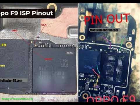 Oppo F9 ISP Pinout For User Lock Remove EMMC Programming jumper ways by