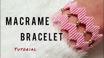 Diy zigzag Macrame Bracelet with beads /how to make wide and cute macrame bracelet/ macrame tutorial