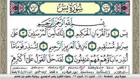 سورة يس مكتوبة ياسر الدوسري Surah Yassein Yasser Al Dosari