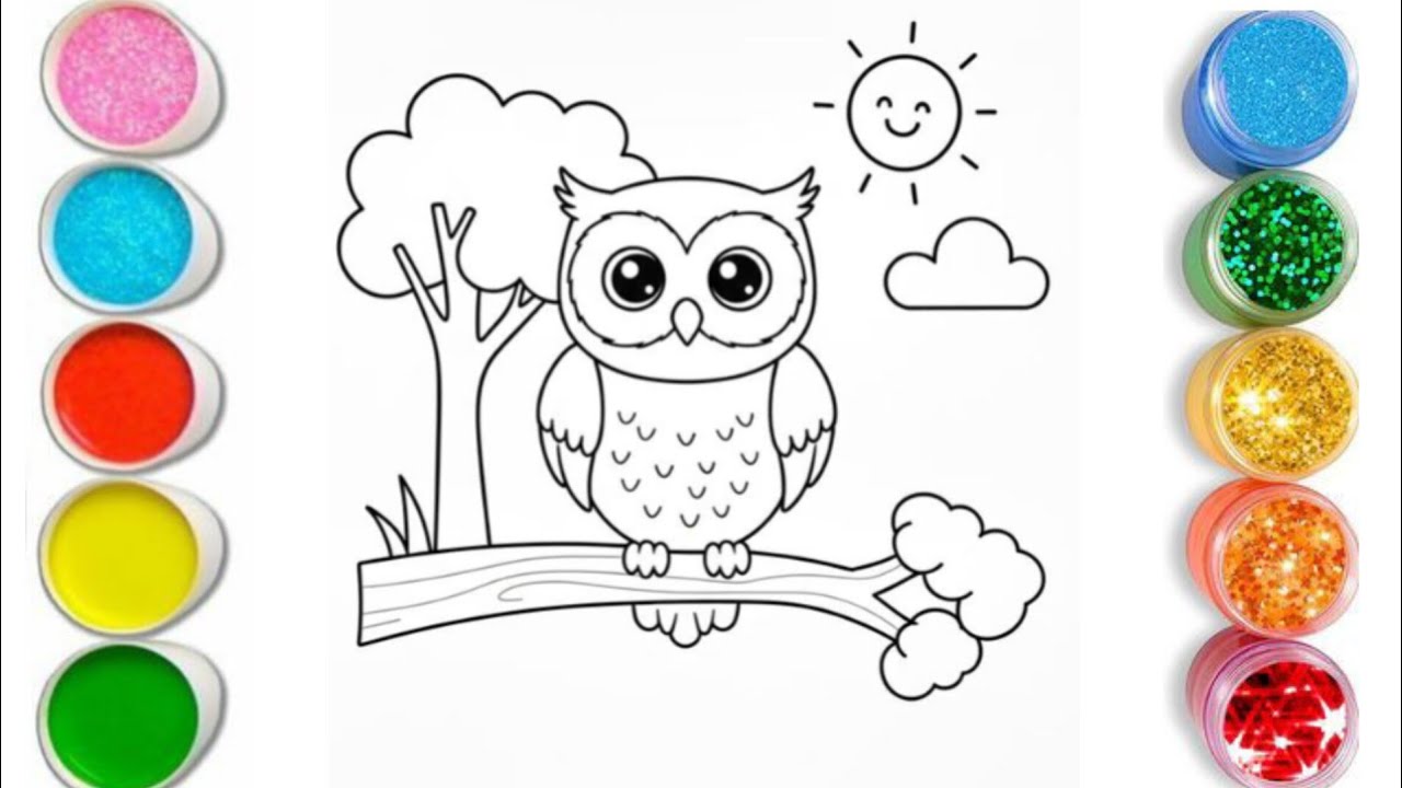 how to draw owl 🦉 for kids / easy owl drawing tutorial / drawing and colouring for toddlers 