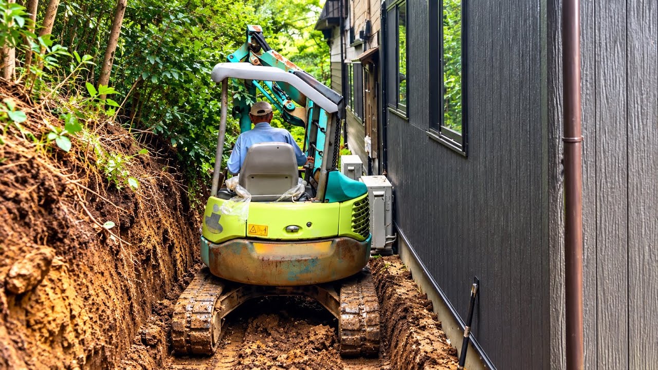 Clearing a 50-centimeter-wide wall in an old farmhouse with heavy