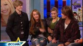 miley cyrus,lucas till,emily osment,and billy ray cyrus on access hollywood