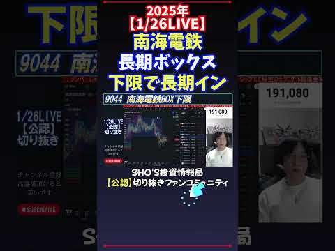 【1/26LIVE】南海電鉄長期ボックス下限で長期イン #日経平均株価  #投資