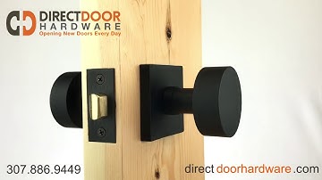 Emtek Modern Round Knob with Square Rosette in Flat Black