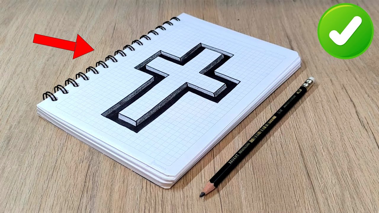 Cómo HACER una CRUZ  increíble en tu cuaderno? 🔥 Dibujos 3D Faciles