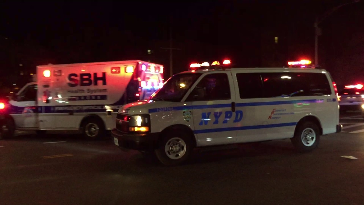 NYPD VAN & ST. BARNABAS HOSPITAL EMS AMBULANCE RESPONDING TO MVA ON
