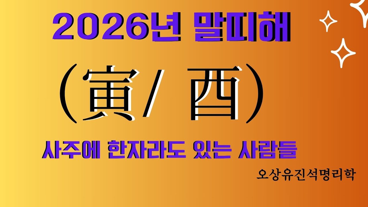 2026년 말띠해  사주에 寅/酉가 한자라도 있는 사람들   오상유진석명리학강의