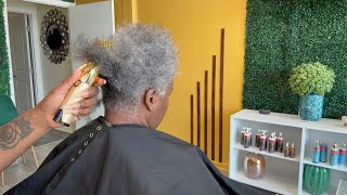 Big Chop Transformation: From Natural Gray Hair to a Sleek Relaxed Look!