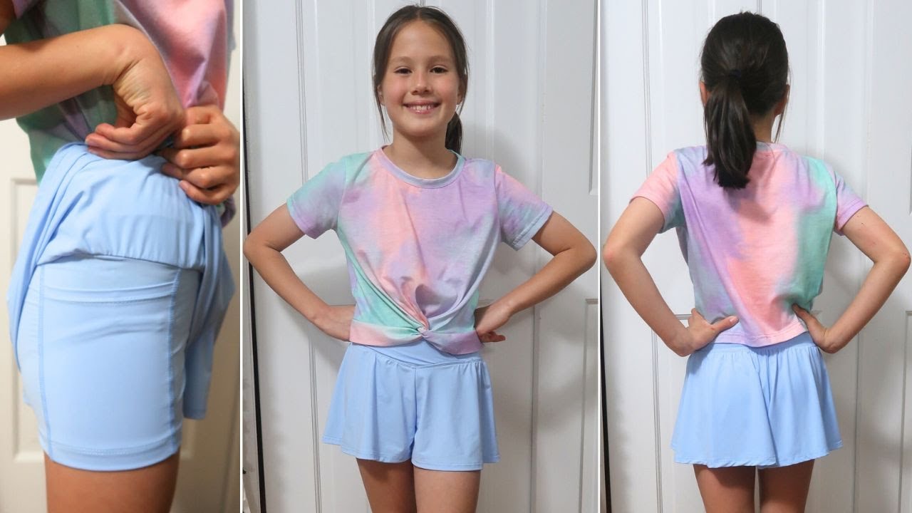 Zaclotre Girls Flowy Skirt with Built in Biker Shorts