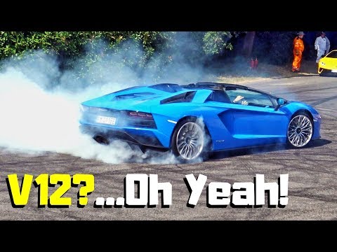 v12-screaming-&-burnouts!!!---lamborghini-aventador-s-roadster---2018-goodwood-festival-of-speed