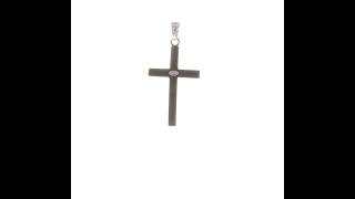 Mens Cross Pendant Polished & Solid 14K White Gold