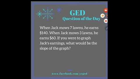 GED Math: Find Slope From a Word Problem Example
