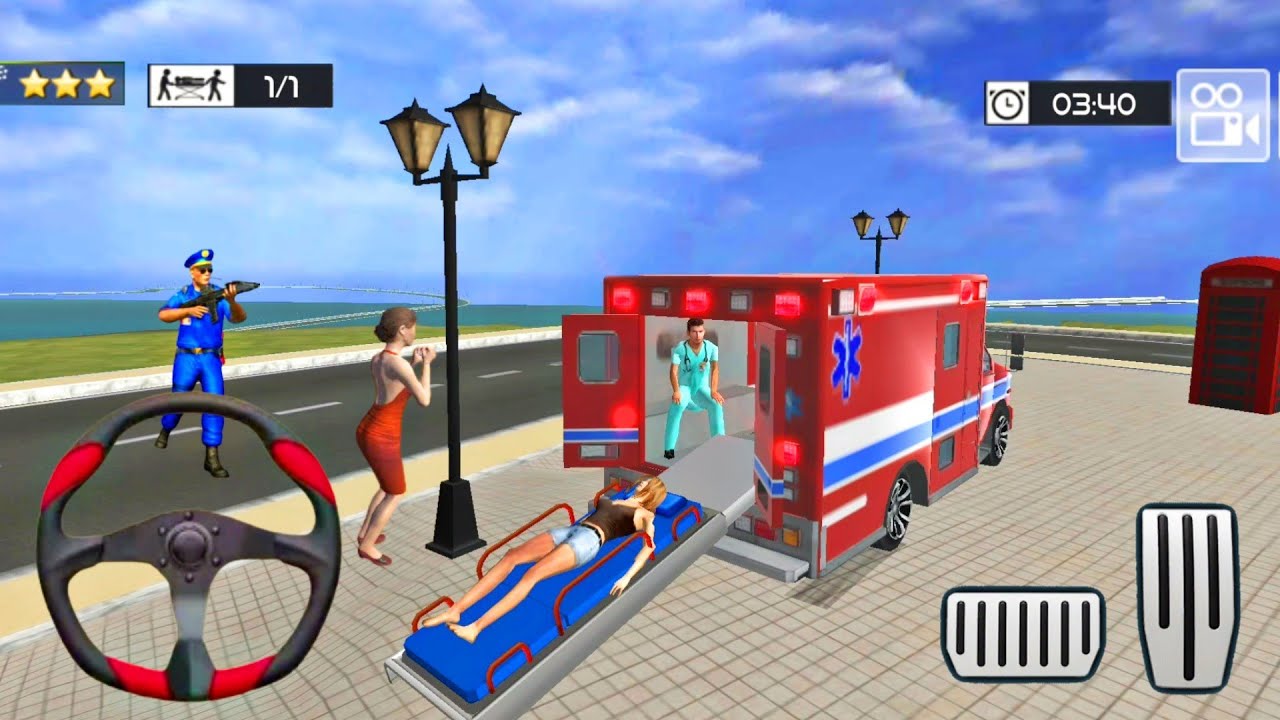 Coast Guard Beach Ambulance Simulator - 911 Emergency Rescue Game Gameplay Android