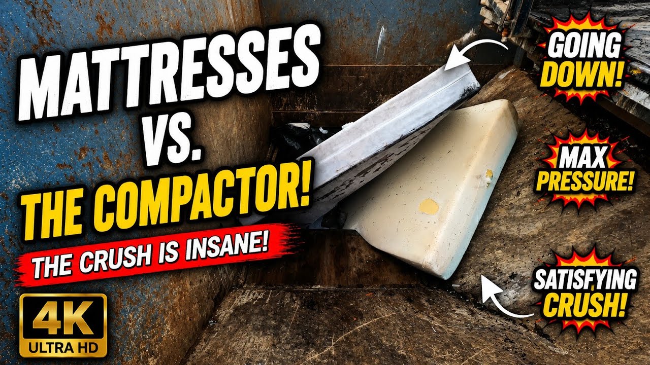 MASSIVE Countertops & Mattresses CRUSHED in the COMPACTOR! | Satisfying ...