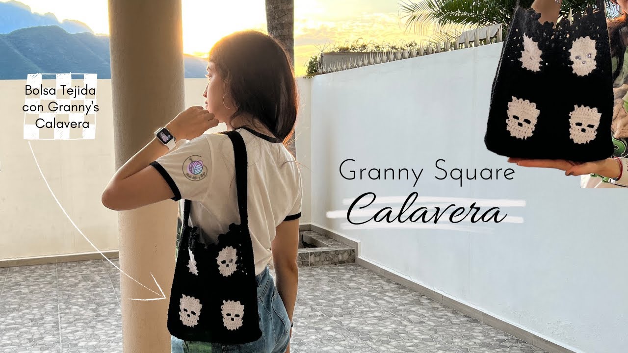 GRANNY SQUARE CALAVERA / BOLSA CON GRANNYS CALAVERA