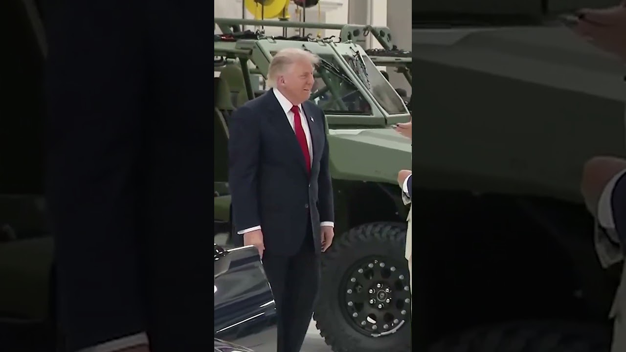 Trump signs car during General Motors tour - YouTube