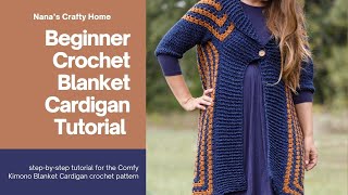 Blanket Cardigan Crochet Pattern Free Tutorial for a Beginner Friendly LONG Cardigan!