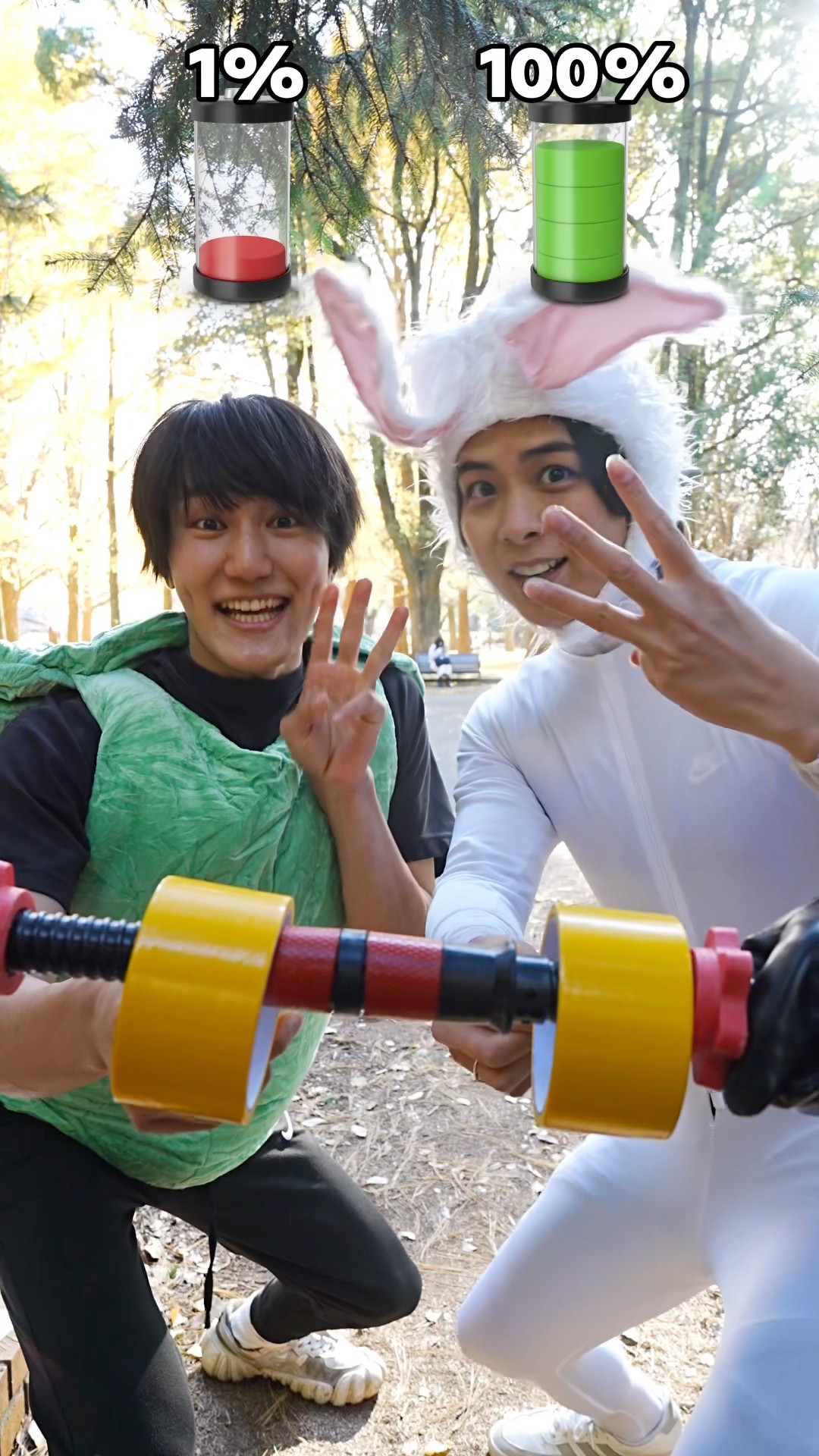 1%? turtle?vs 100%?rabbit?　Who do you think will win?