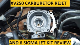 Virago250 V star 250 Carb Rejet Full Walkthrough. 6 Sigma Jet Kit Review.