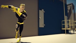 3D character animation parkour action sequence