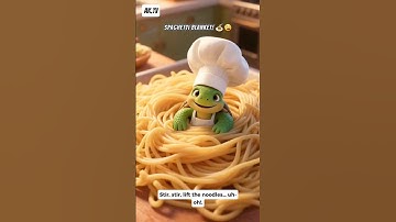Baby Turtle’s Spaghetti Mess 🍝🐢😂 #shorts #animalcooking #cuteanimals