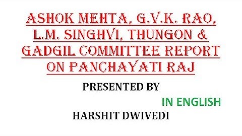 All Panchayati Raj Reforms Committees In India (In English)