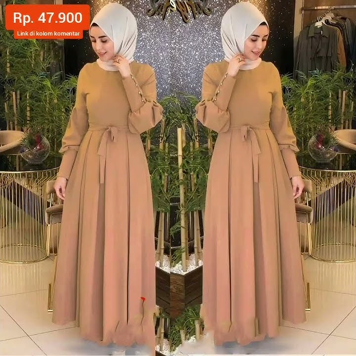 Audi Dress Gamis Maxy Muslim Modern Fashion Gaun Polos Mix Mutiara Pesta Kondangan Wanita Premium