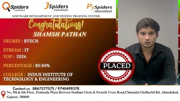 Placement Journey of B.Tech graduated as Software Engineer QSpiders | Ahmedabad