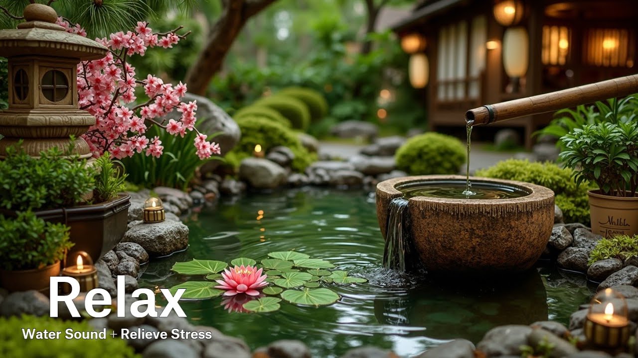 Healing Piano Music 🌸 Zen Garden Water Sounds for Deep Sleep & Stress ...
