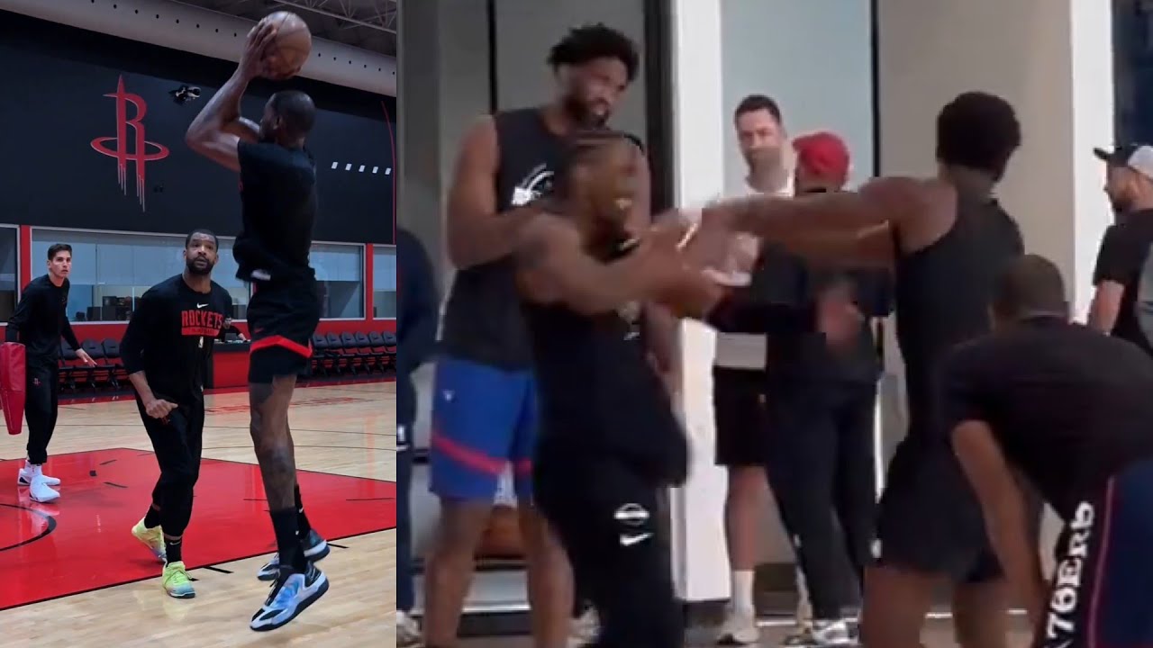Kevin Durant workout with Rockets and Tyrese Maxey vs VJ Edgecombe intense 1v1